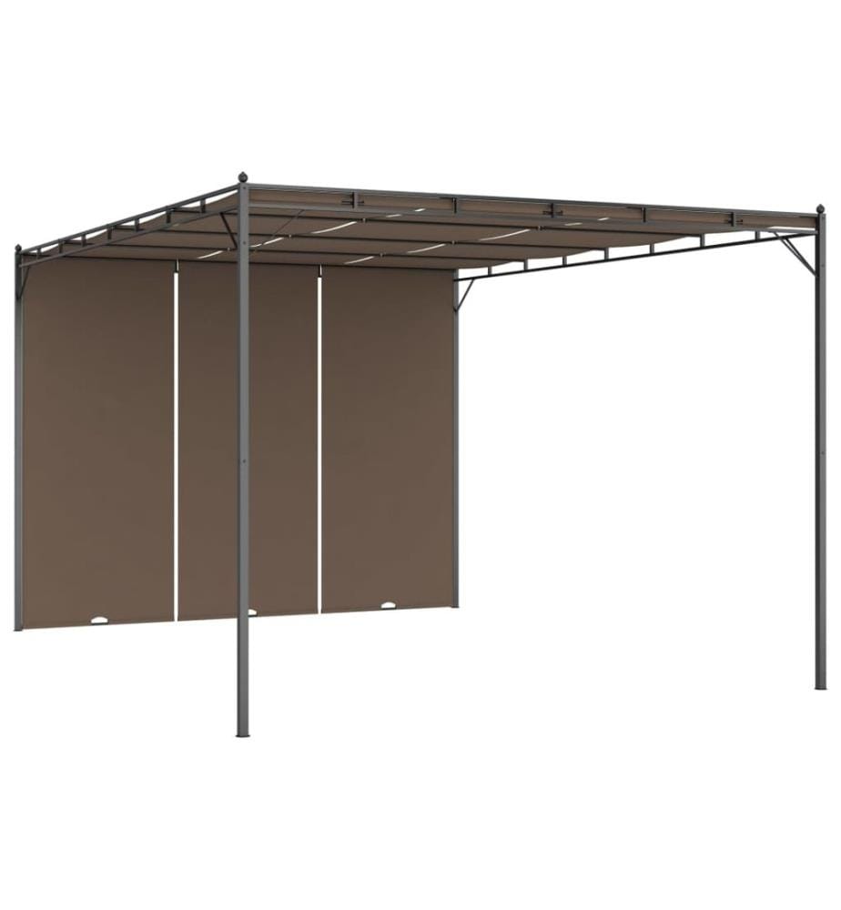 Gartenpavillon mit Seitenvorhang 4x3x2,25 m Taupe