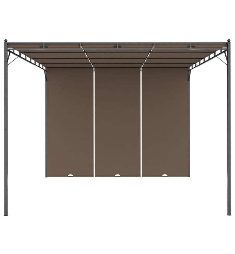 Gartenpavillon mit Seitenvorhang 4x3x2,25 m Taupe