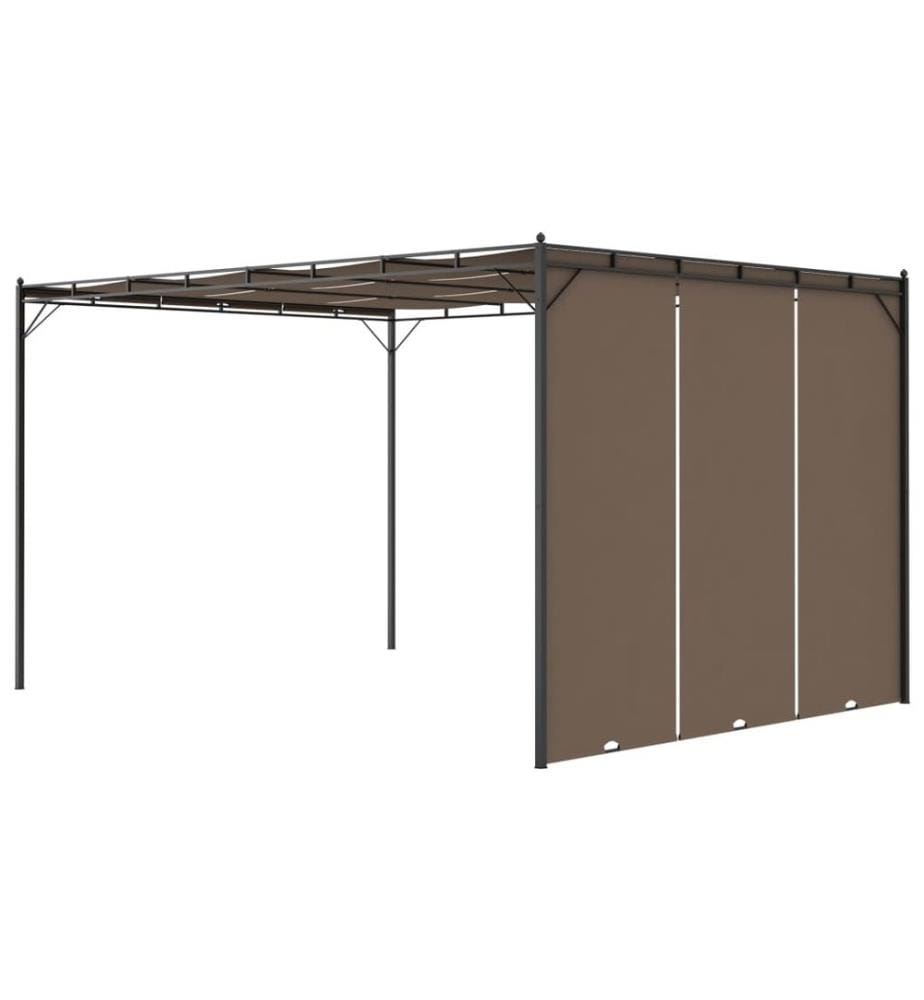 Gartenpavillon mit Seitenvorhang 4x3x2,25 m Taupe