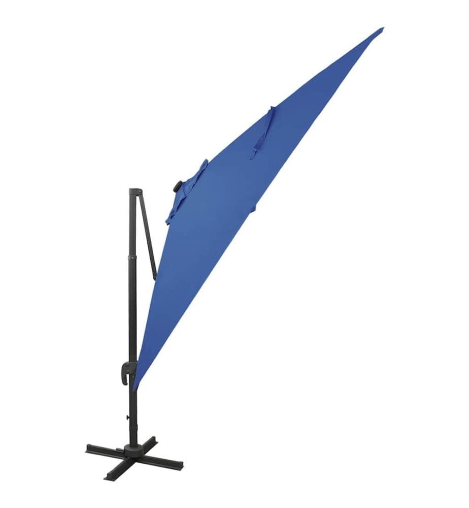 Ampelschirm mit LED-Beleuchtung 300 cm Azurblau