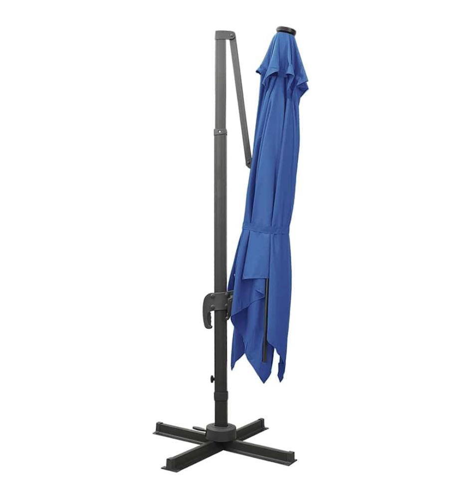Ampelschirm mit LED-Beleuchtung 300 cm Azurblau