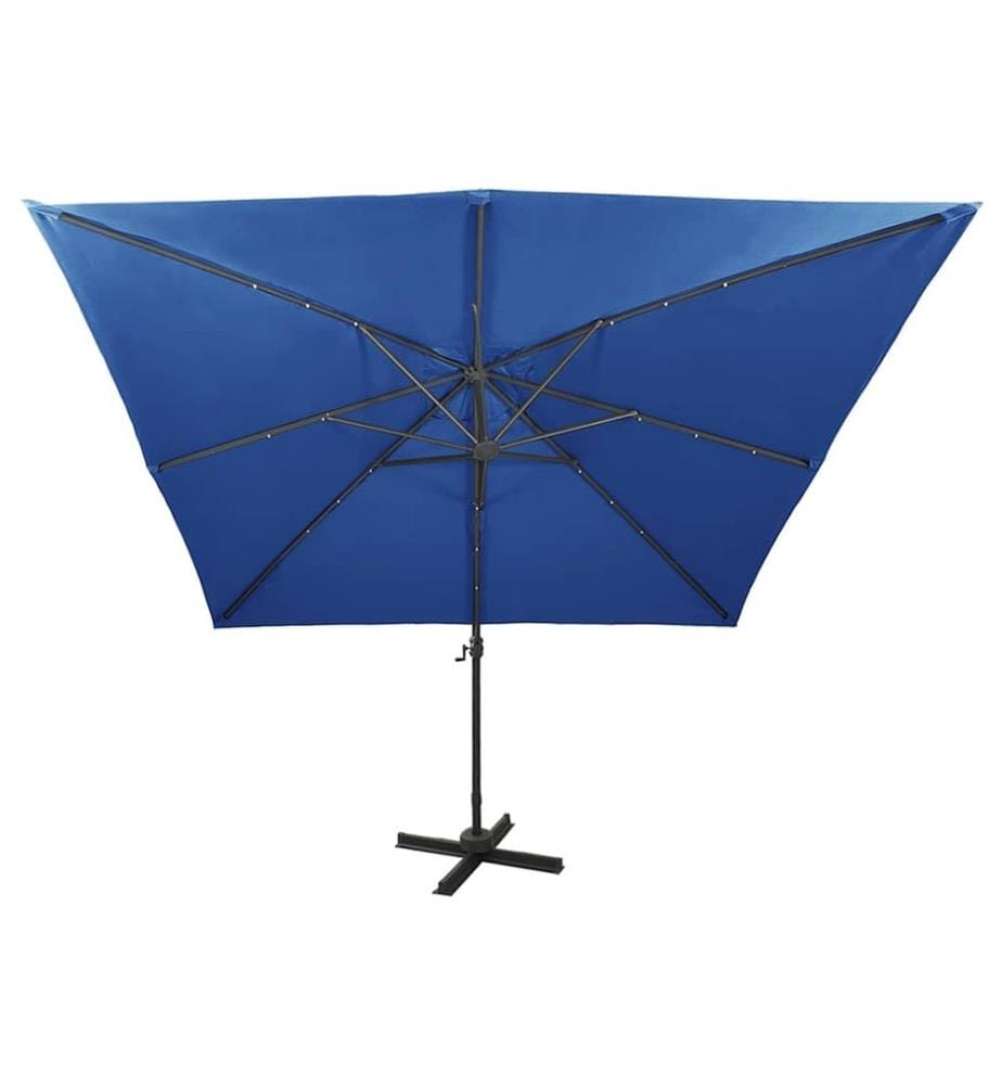 Ampelschirm mit LED-Beleuchtung 300 cm Azurblau
