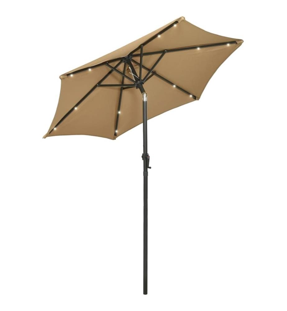 Sonnenschirm mit LED-Beleuchtung Taupe 200x211 cm Alu