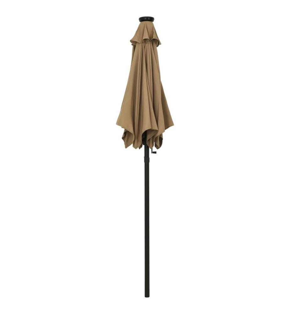 Sonnenschirm mit LED-Beleuchtung Taupe 200x211 cm Alu