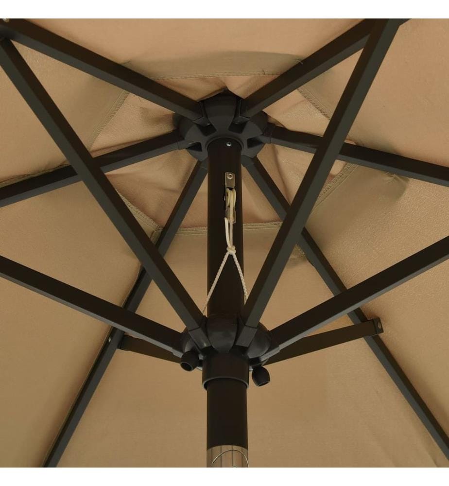 Sonnenschirm mit LED-Beleuchtung Taupe 200x211 cm Alu