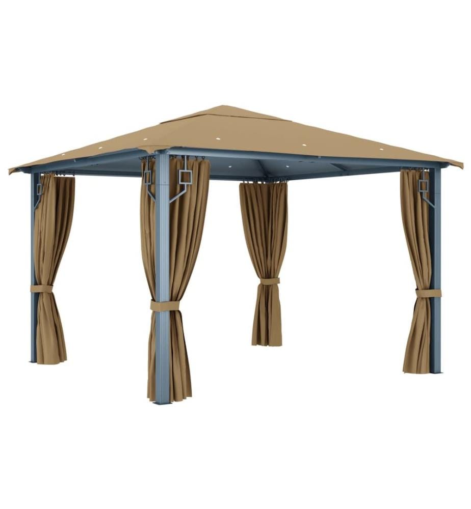 Pavillon mit Vorhang 300x300 cm Taupe Aluminium