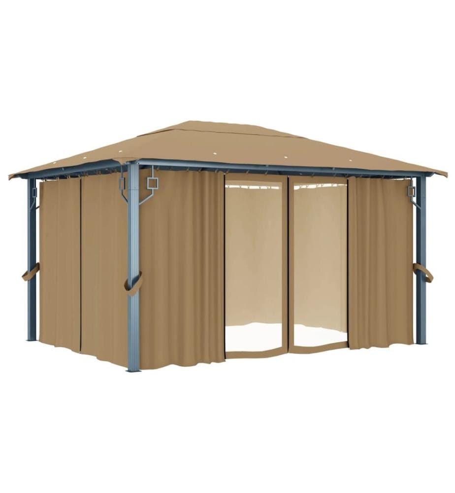 Pavillon mit Vorhang 400x300 cm Taupe Aluminium
