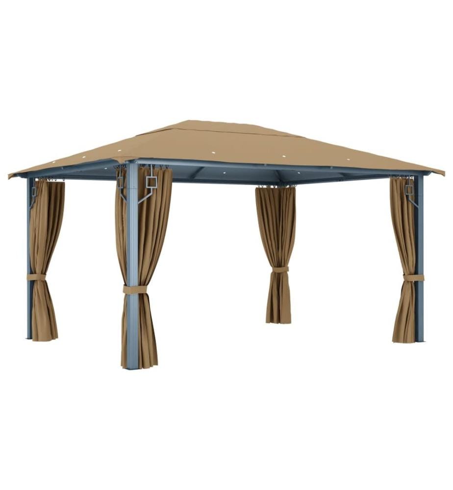 Pavillon mit Vorhang 400x300 cm Taupe Aluminium