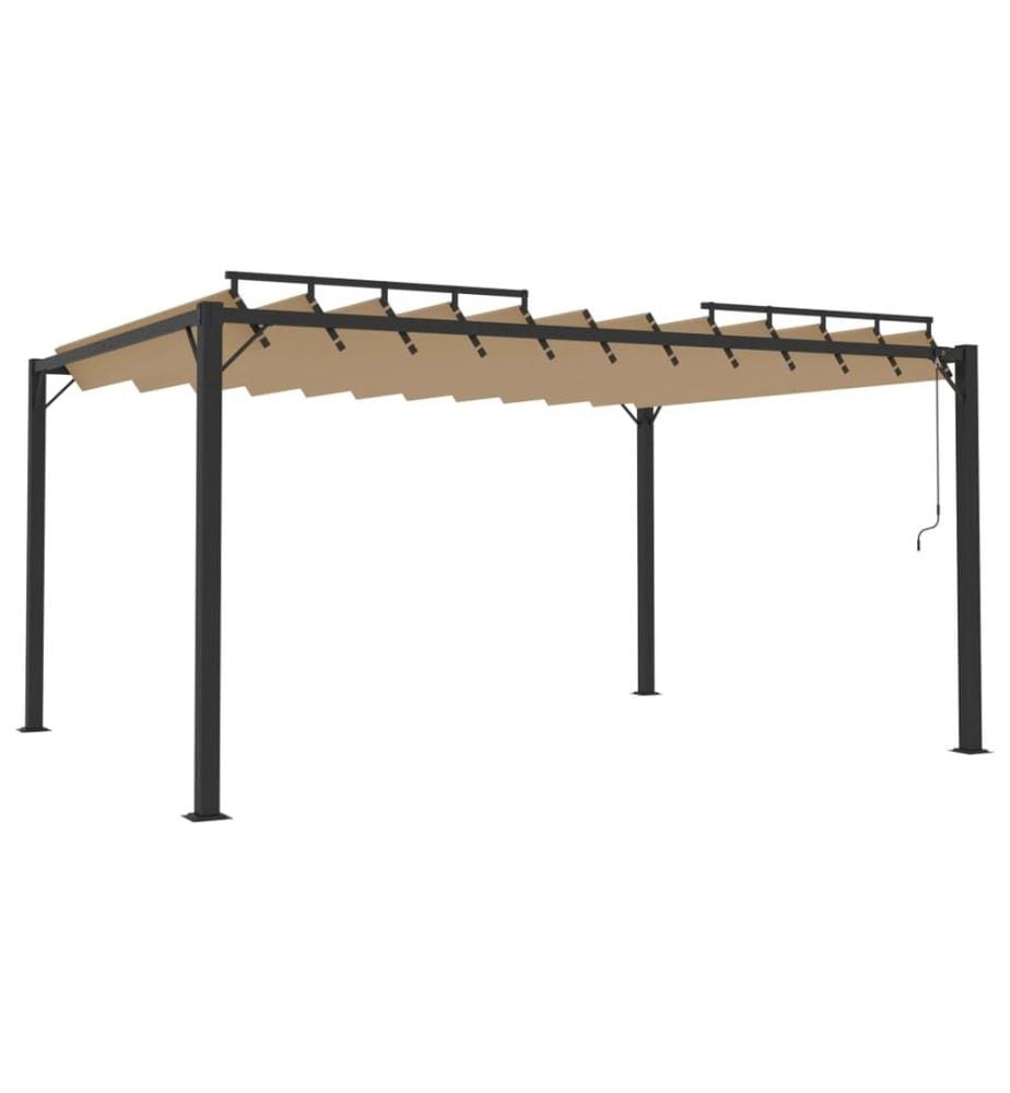 Pergola mit Lamellendach 3x4 m Taupe Stoff und Aluminium