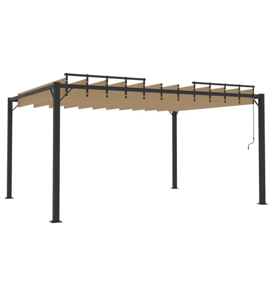 Pergola mit Lamellendach 3x4 m Taupe Stoff und Aluminium