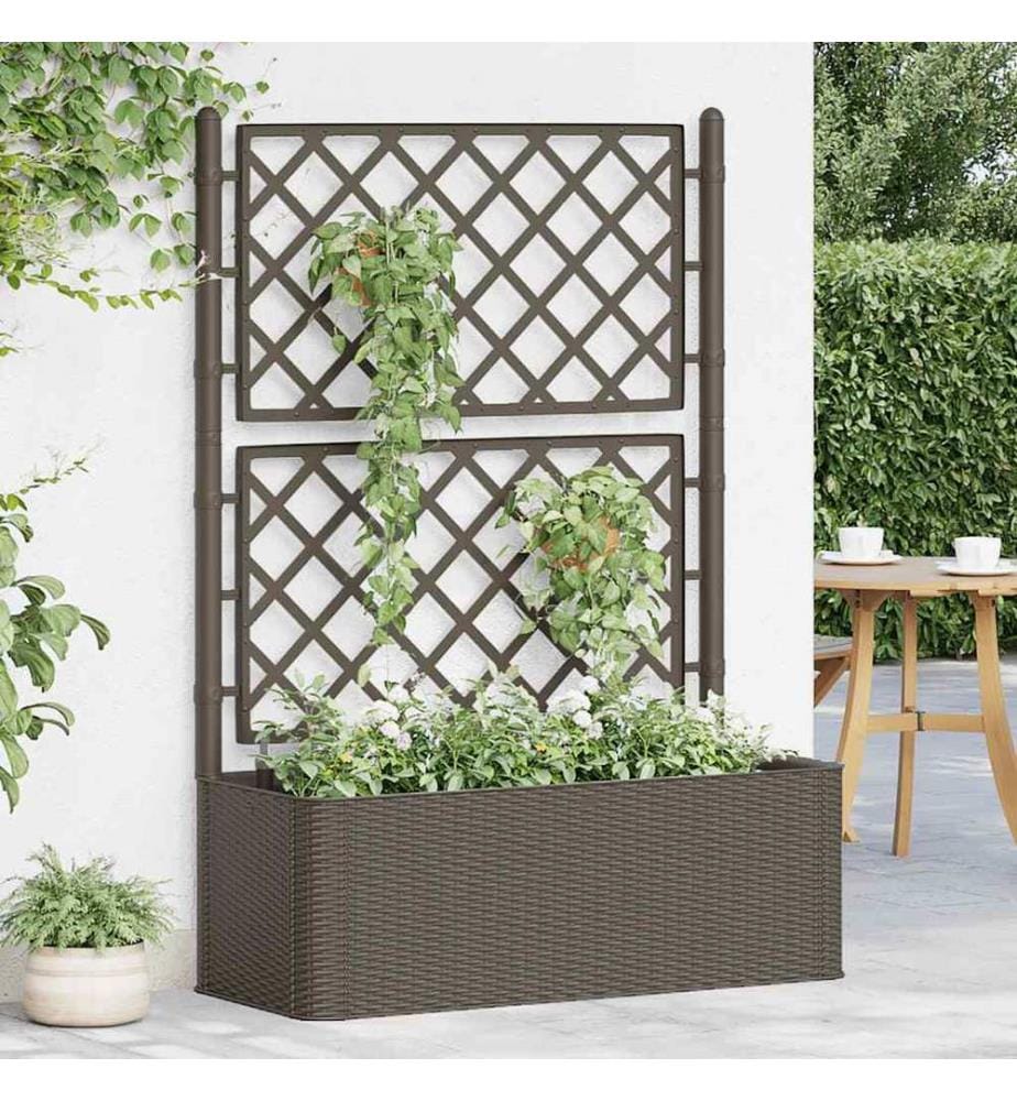 Garten-Hochbeet mit Spalier und Selbstbewässerungssystem Mokka