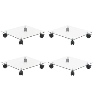 Supports roulants à plantes 4 pcs 35x35 cm Carré Verre trempé