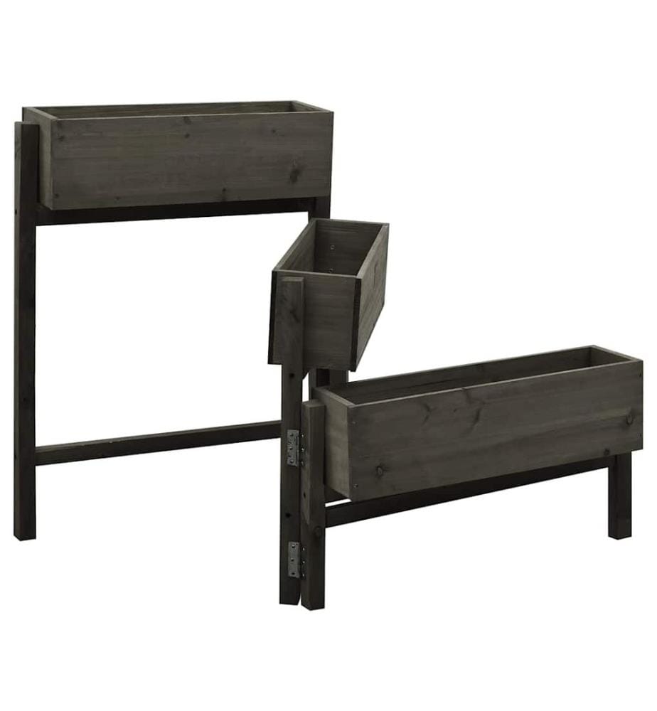 Pflanzkübel Klappbar Grau 60x14x75 cm Massivholz Tanne