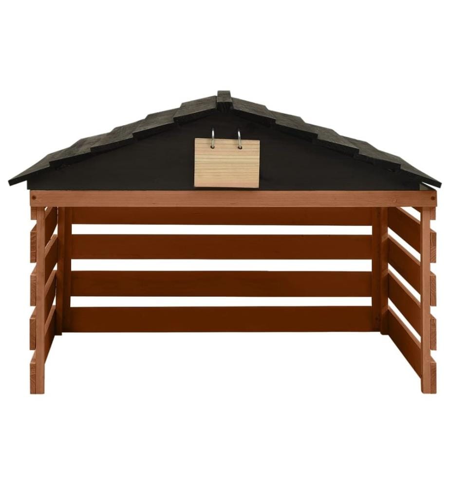 Mähroboter-Garage Schwarz und Braun 78x74x54 cm Tannenholz