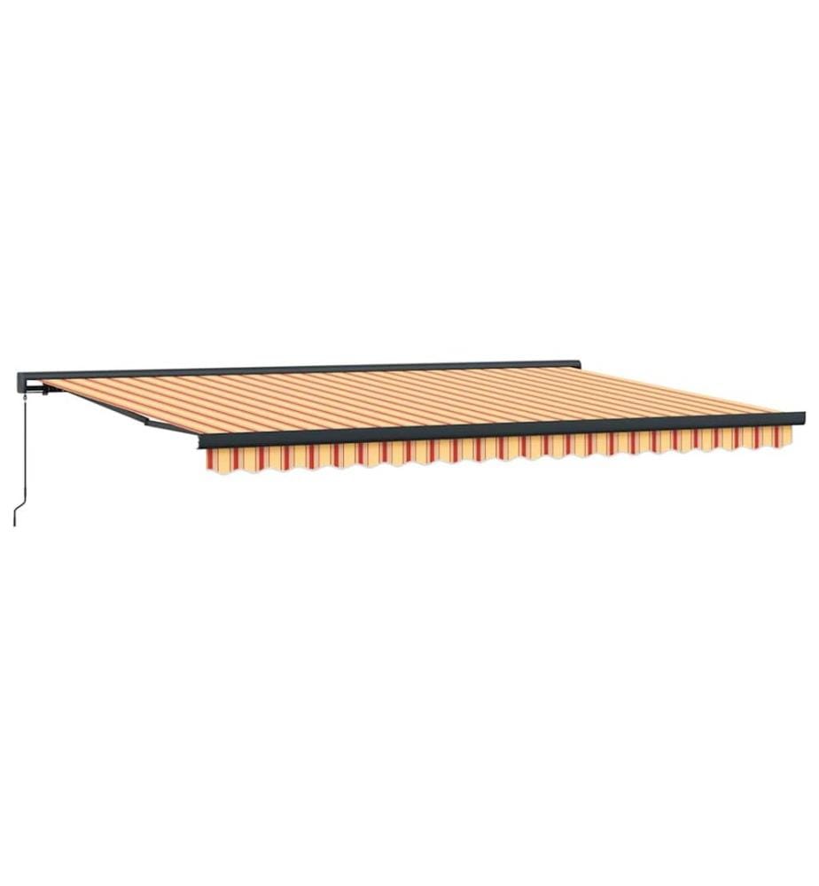 Auvent rétractable jaune et blanc 5x3 m tissu et aluminium