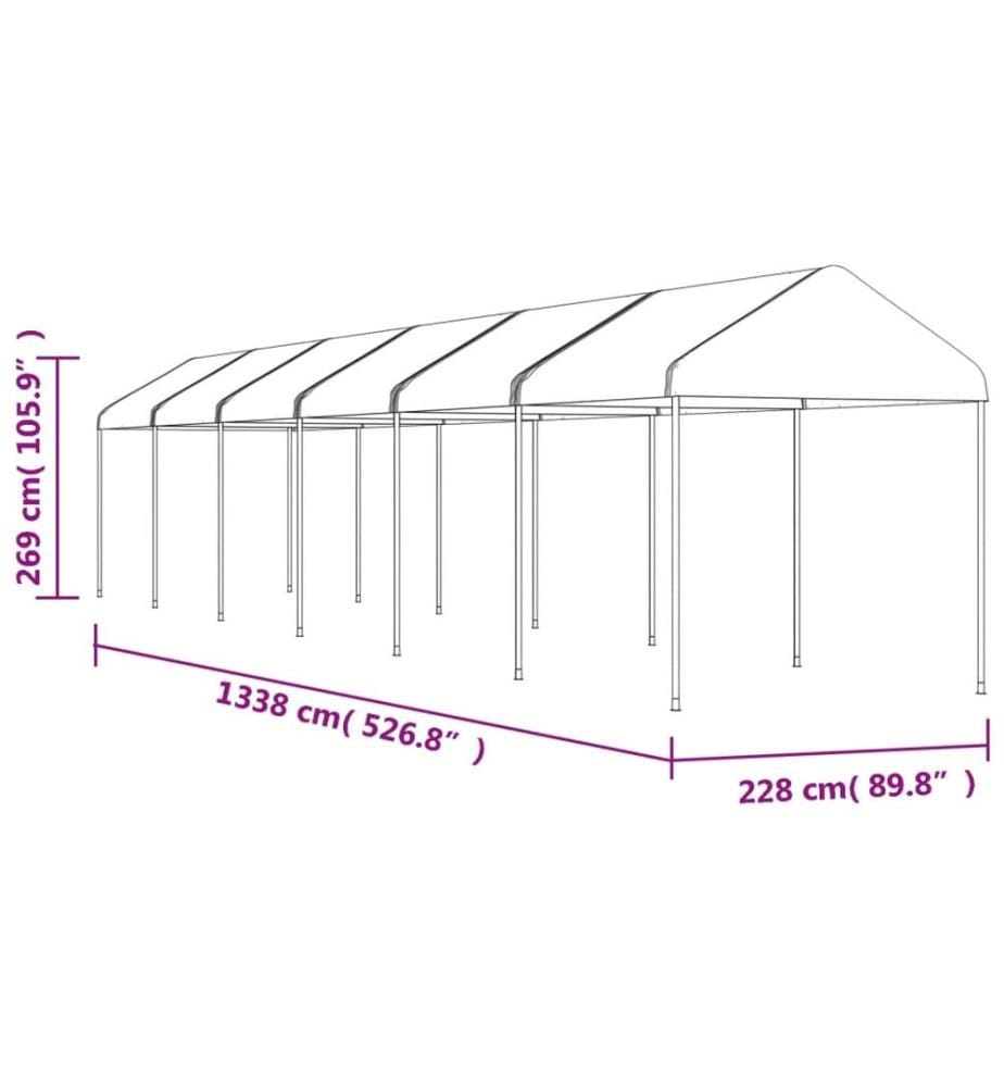 Pavillon mit Dach Weiss 13,38x2,28x2,69 m Polyethylen