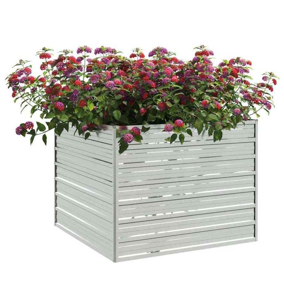 Garten-Hochbeet 100x100x77 cm Verzinkter Stahl Silber