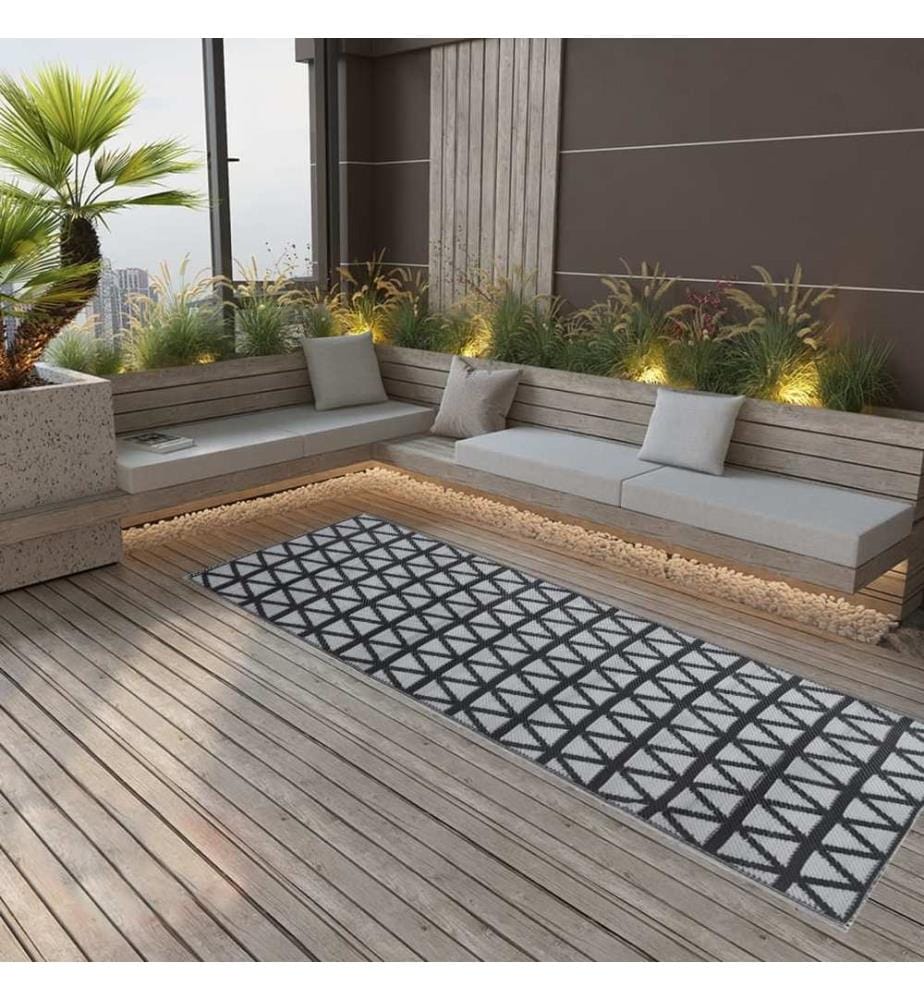Outdoor-Teppich ARAKIL Schwarz 80x250 cm PP