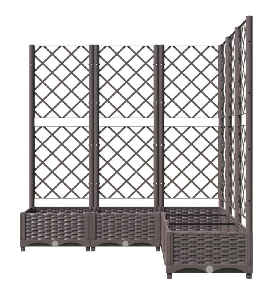 Jardinière avec treillis Marron 120x120x121,5 cm PP