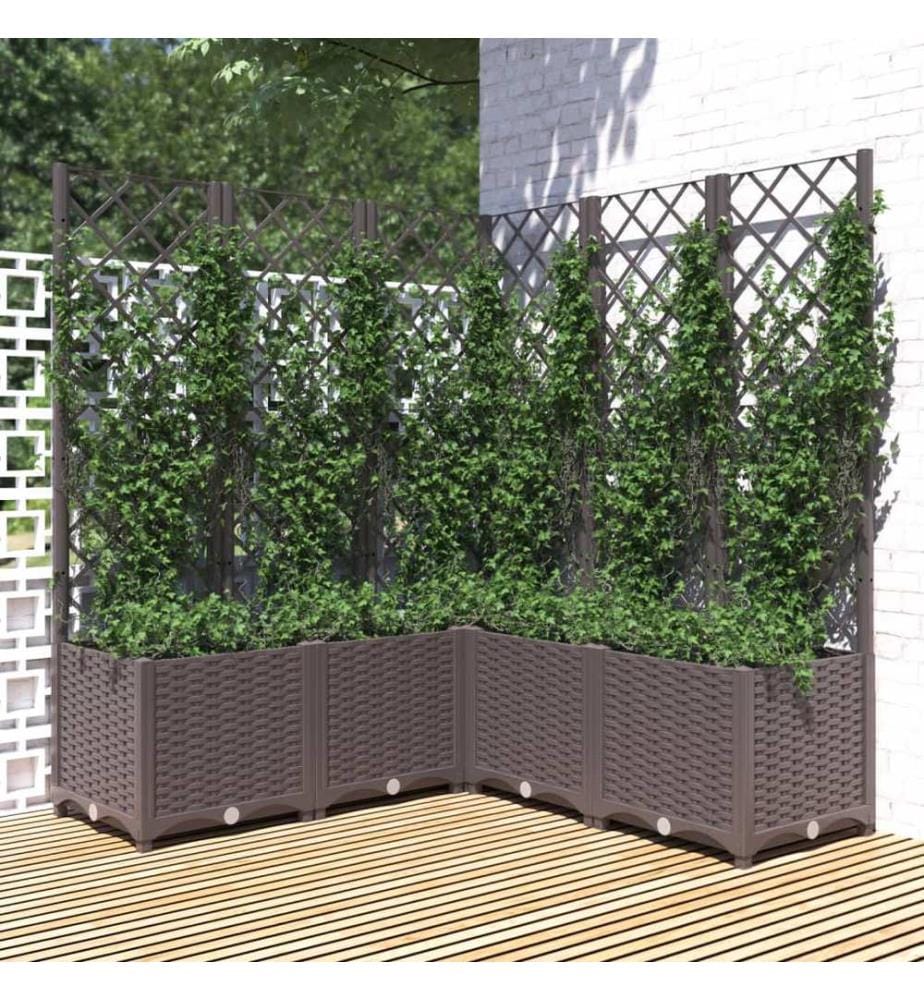 Jardinière avec treillis Marron 120x120x136 cm PP