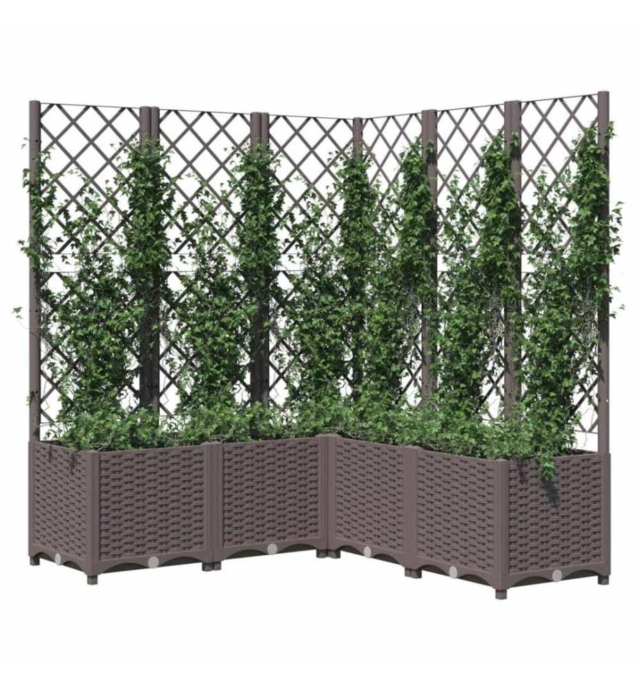 Jardinière avec treillis Marron 120x120x136 cm PP