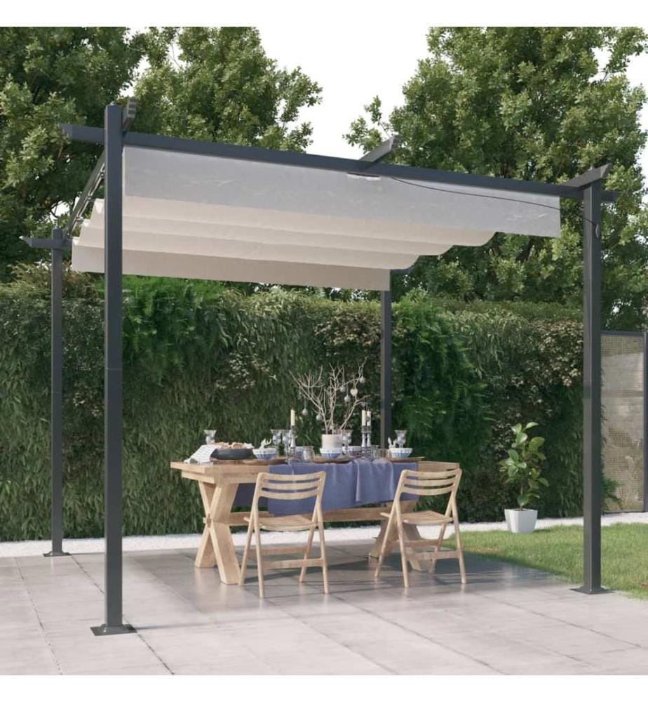 Pavillon mit Ausziehbarem Dach 3x3 m Creme