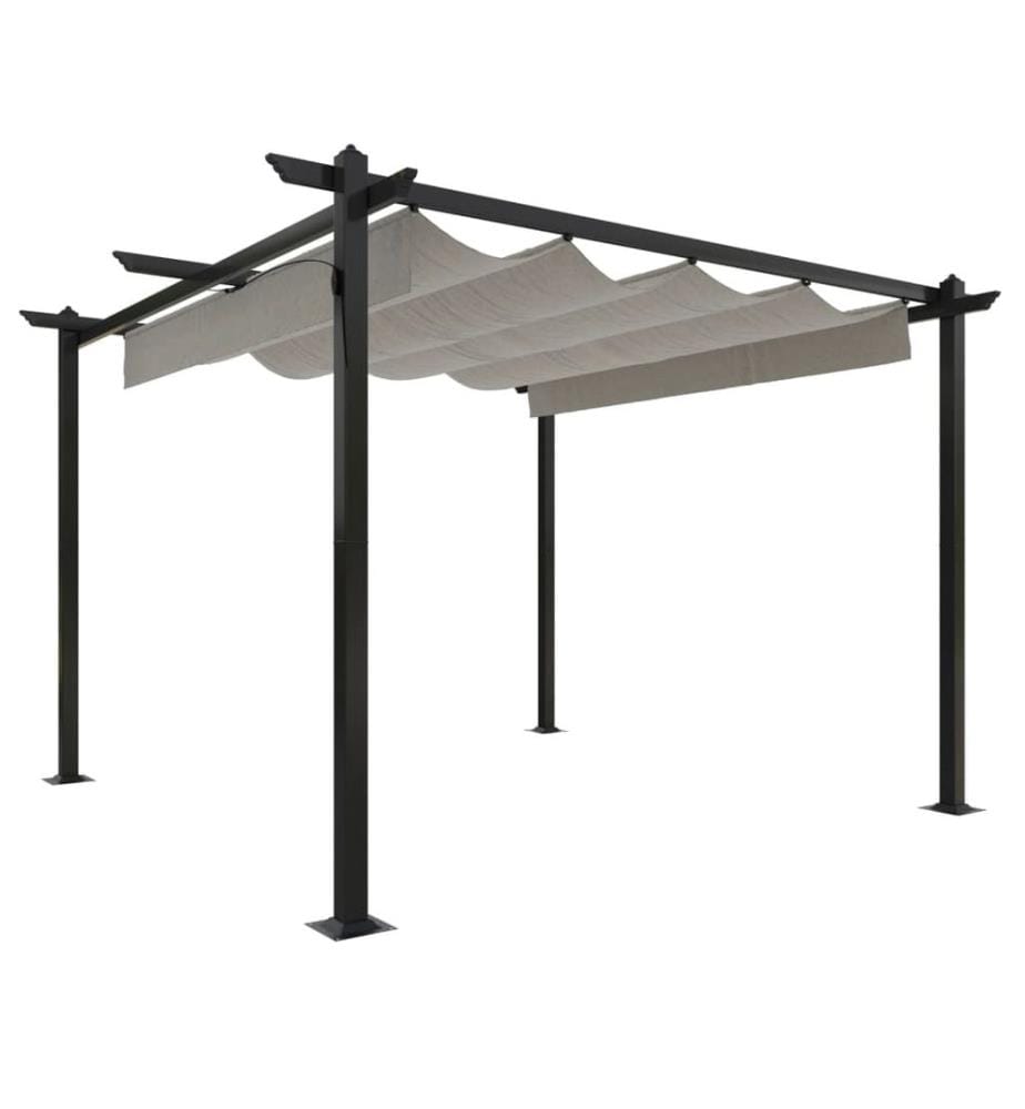 Pavillon mit Ausziehbarem Dach 3x3 m Creme