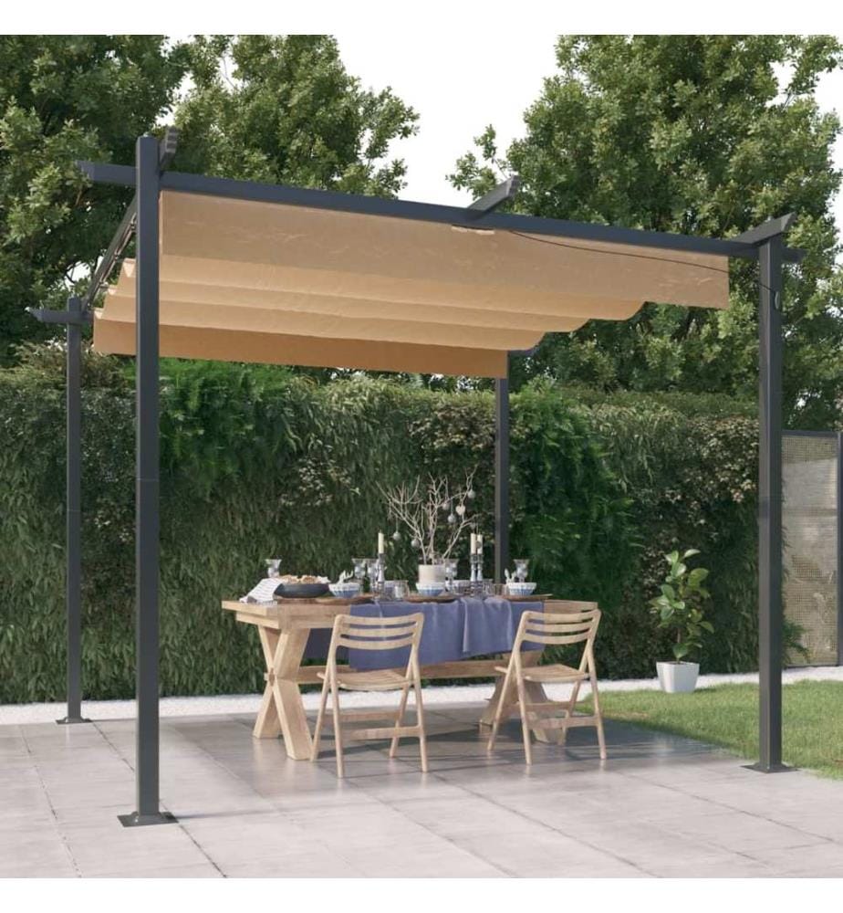 Pavillon mit Ausziehbarem Dach 3x3 m Taupe