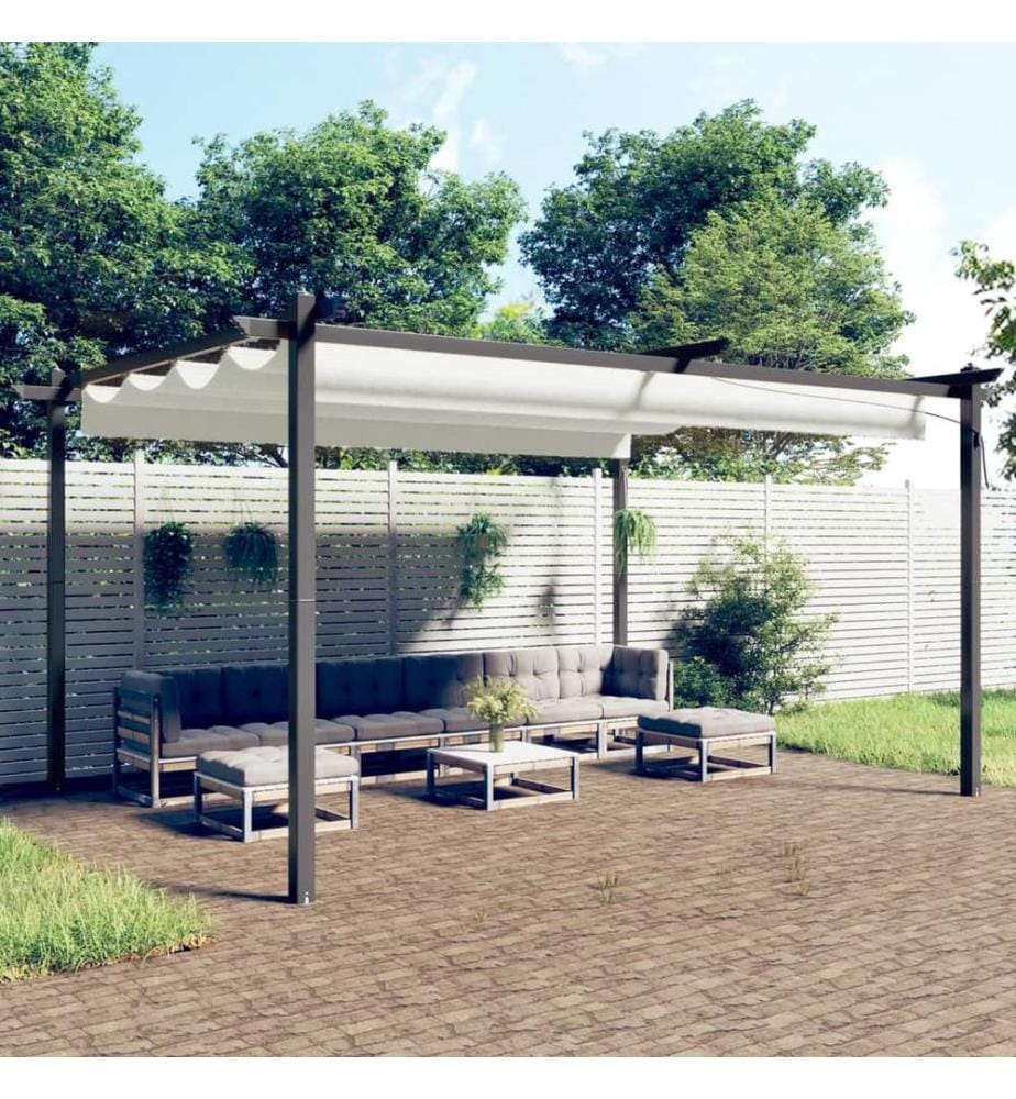 Pavillon mit Ausziehbarem Dach 4x3 m Creme