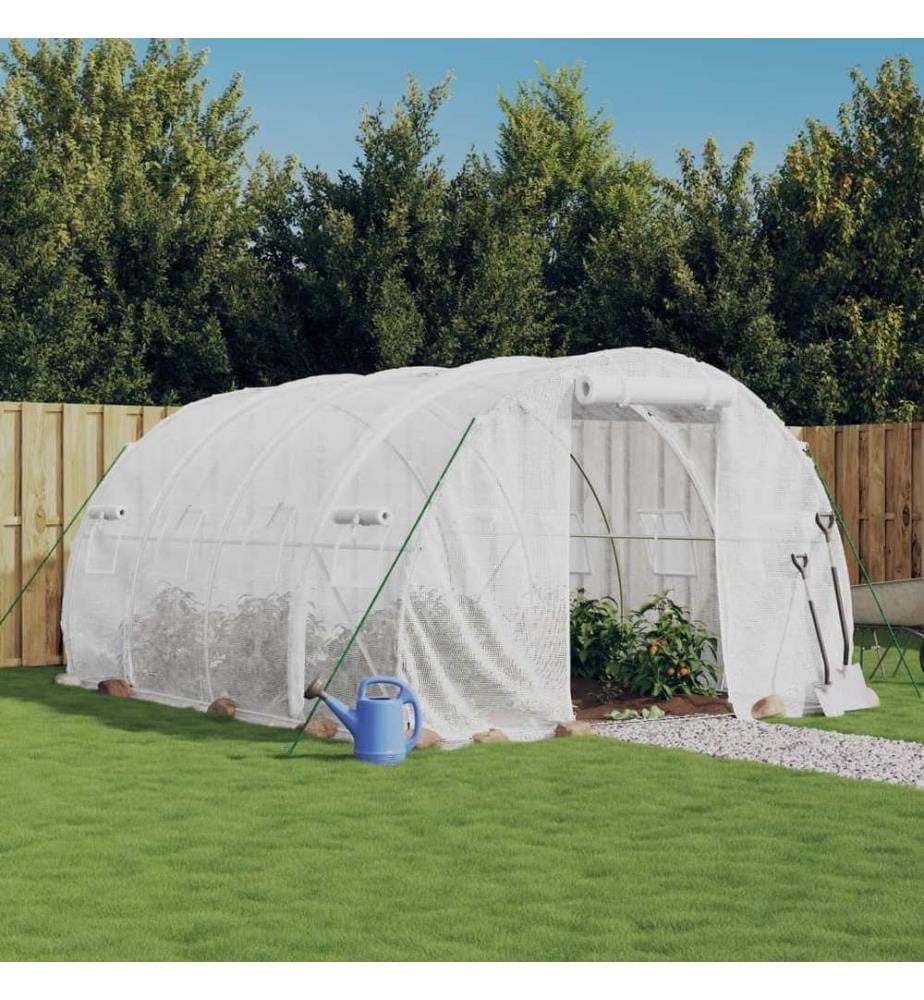 Gewächshaus mit Stahlrahmen Weiss 12 m² 4x3x2 m