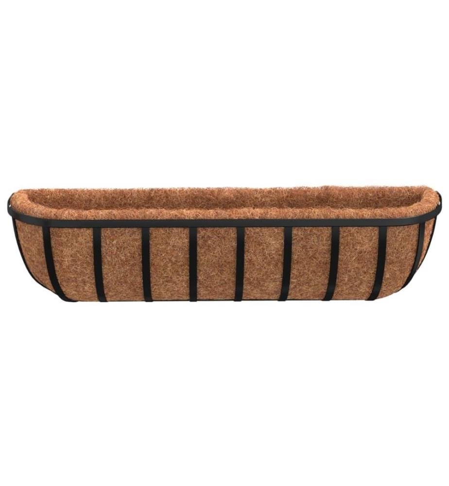 Wand-Pflanzkörbe 2 Stk. Kokoseinlage Schwarz 76x21x16 cm Stahl