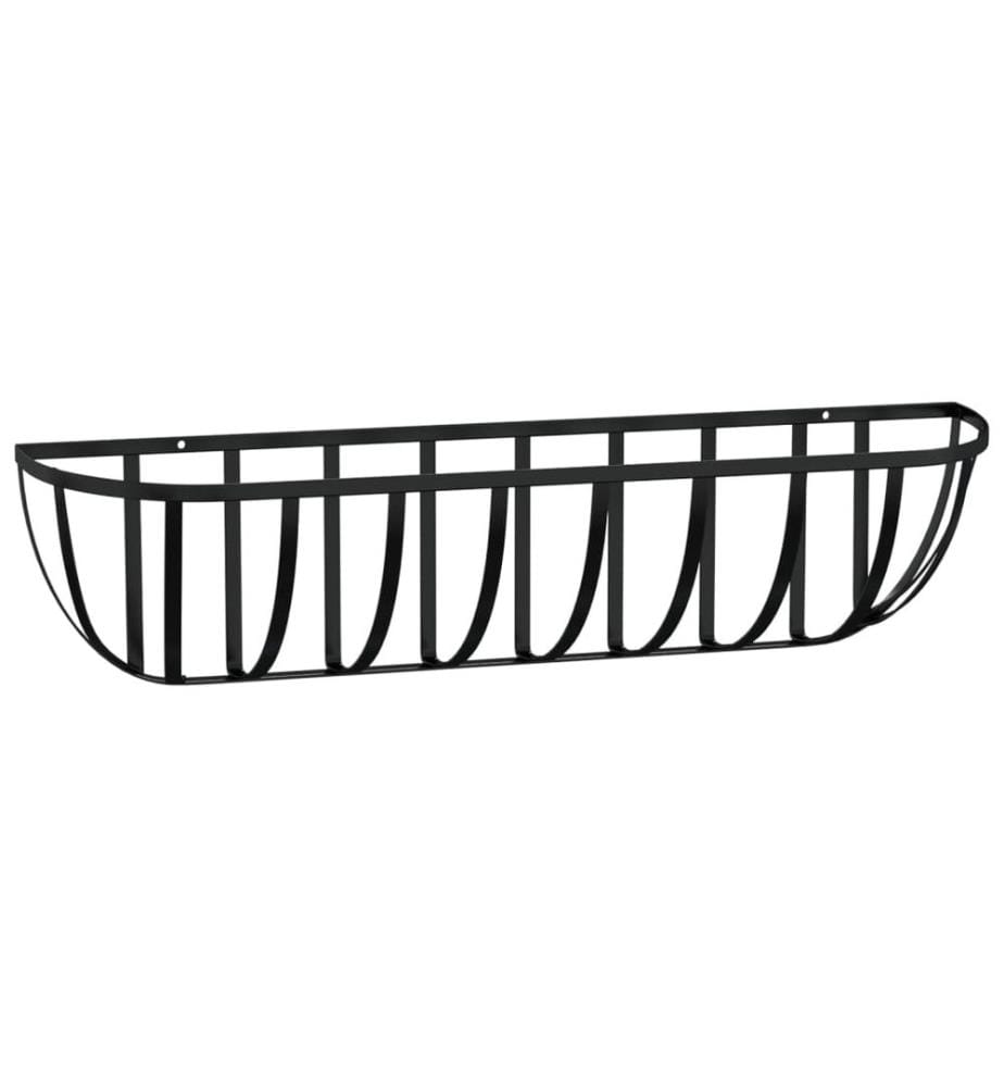 Wand-Pflanzkörbe 2 Stk. Kokoseinlage Schwarz 76x21x16 cm Stahl