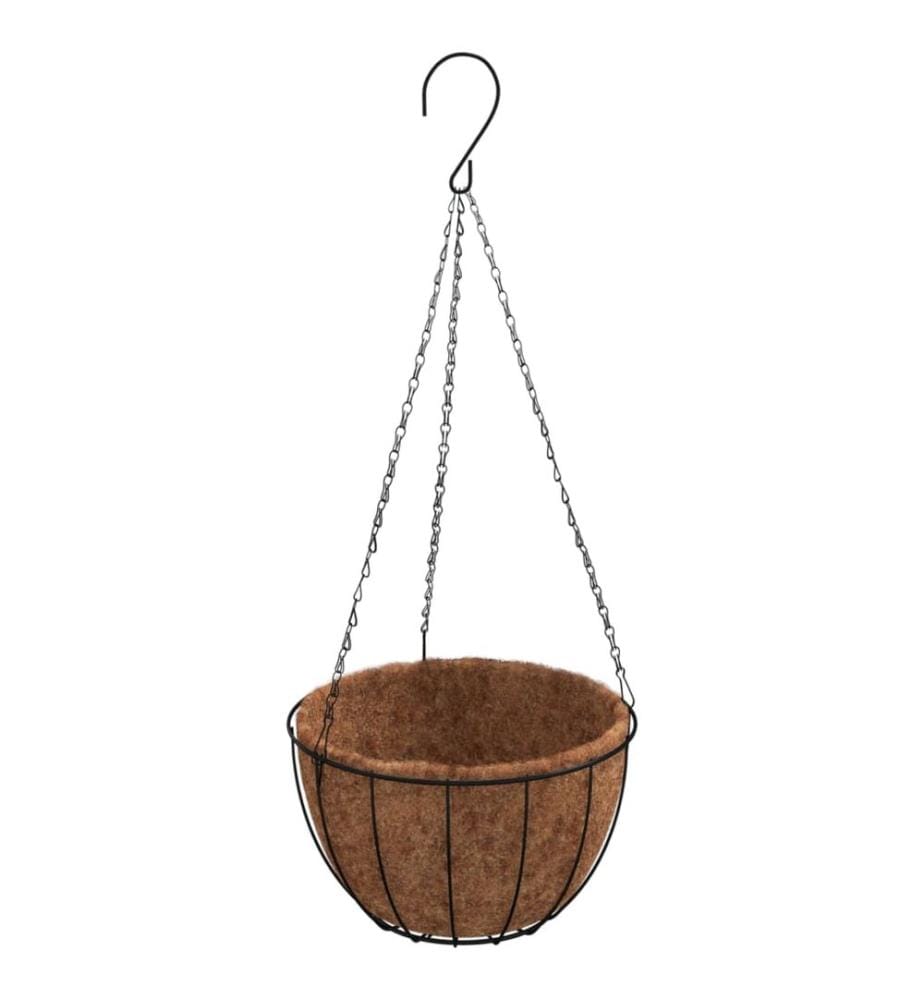 Jardinières suspendues 4 pcs avec doublure coco Noir Ø 30x52 cm