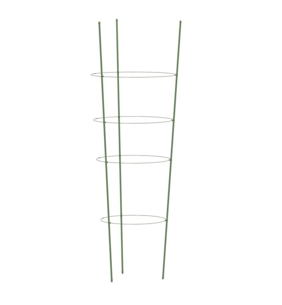 Pflanzenstützen mit 4 Ringen 5 Stk. Grün 90 cm Stahl