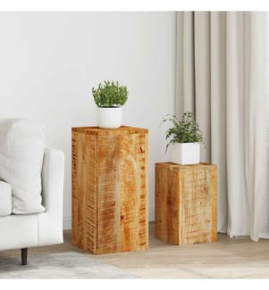 Supports pour plantes 2 pcs bois solide de manguier