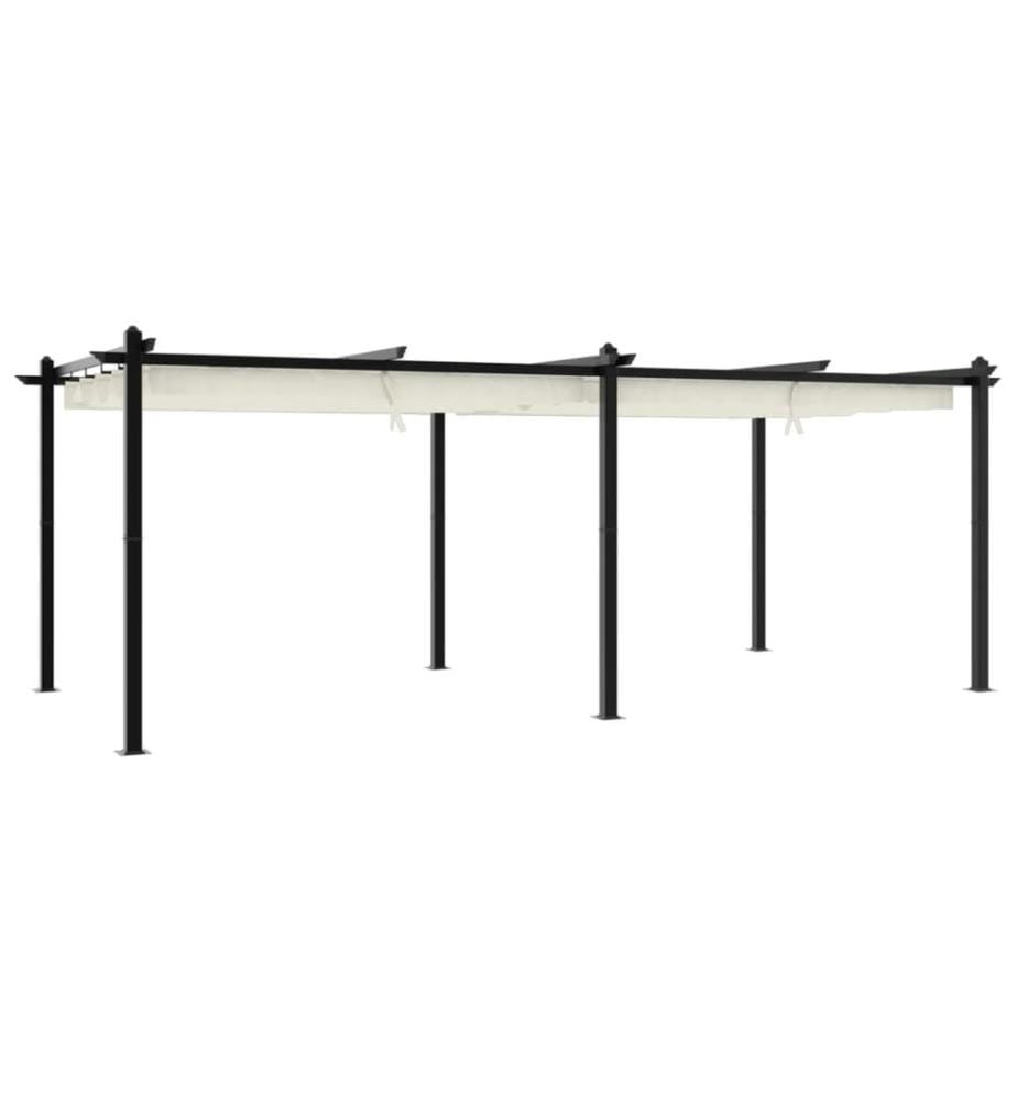 Gartenpavillon mit Ausziehbarem Dach Creme 3x6 m Aluminium