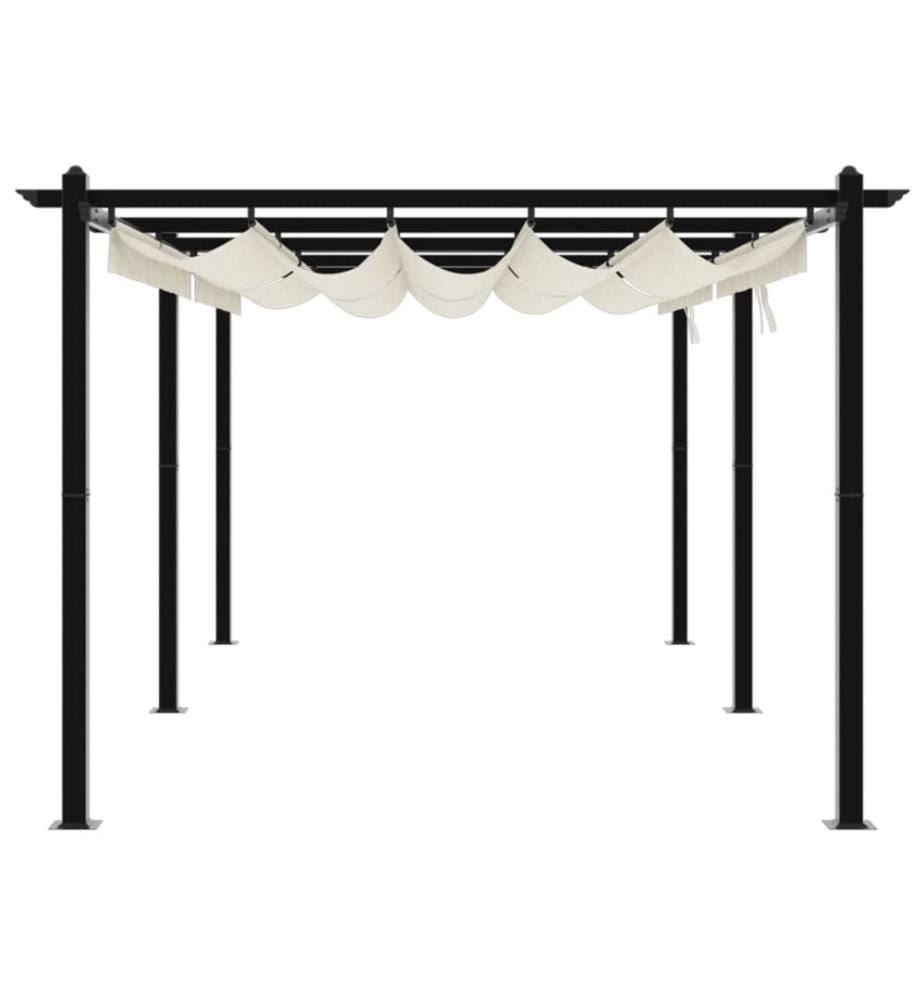 Gartenpavillon mit Ausziehbarem Dach Creme 3x6 m Aluminium