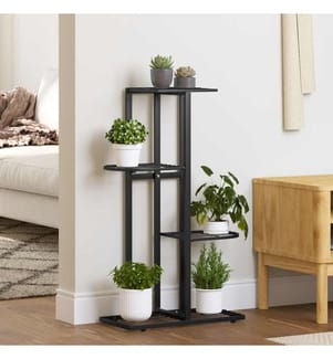 Support pour plantes 4 niveaux 43x22x76 cm Noir Métal
