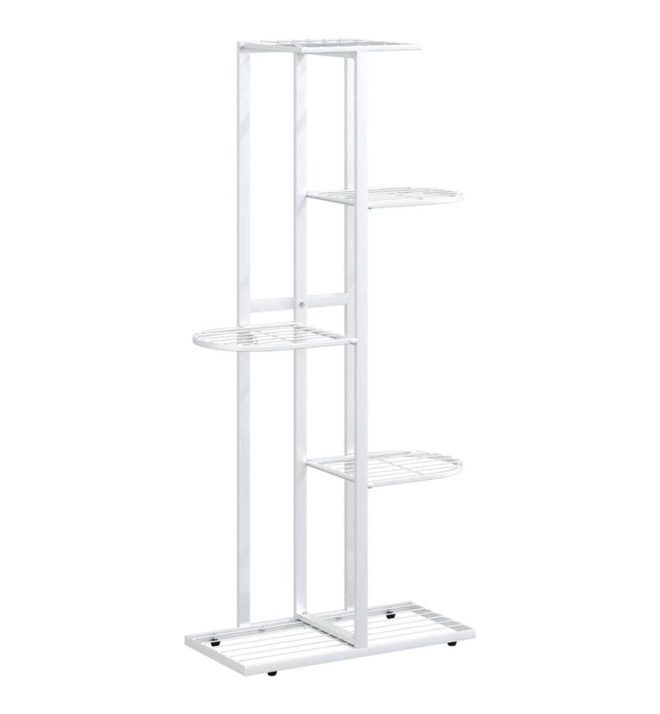 Support pour plantes 5 niveaux 43x22x98 cm Blanc Métal