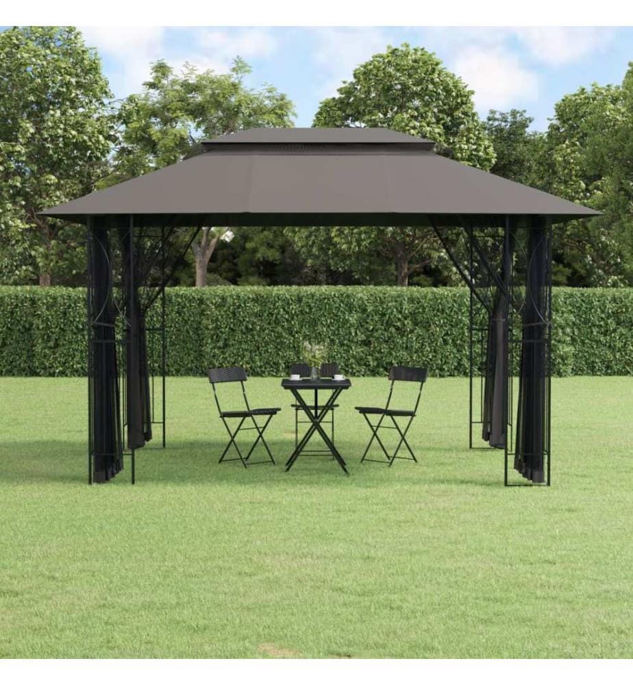 Pavillon mit Seitenwänden Anthrazit 400x300x270 cm Stahl