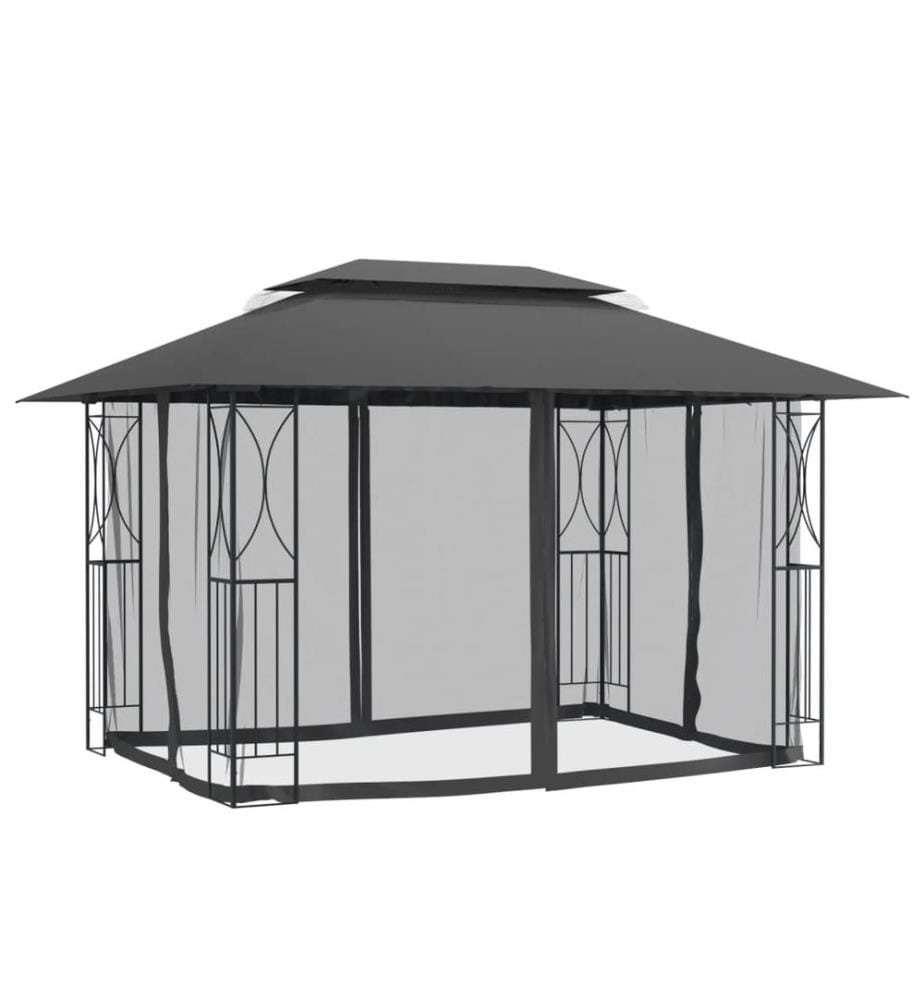 Pavillon mit Seitenwänden Anthrazit 400x300x270 cm Stahl