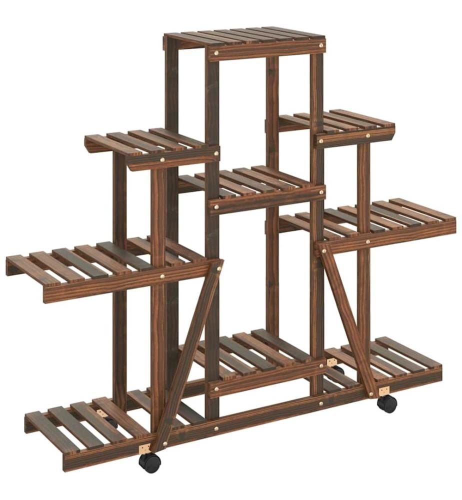 Support à fleurs avec roues 110x25x101 cm bois massif de sapin