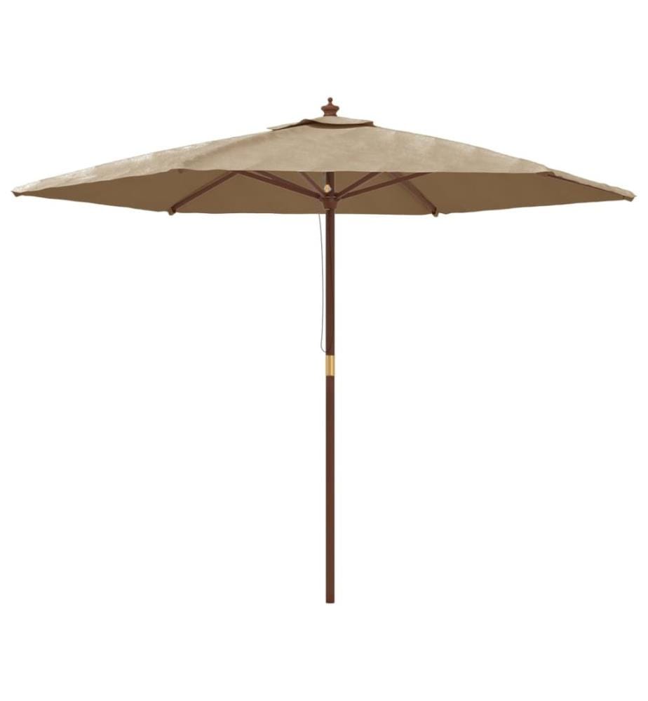 Parasol de jardin avec mât en bois taupe 299x240 cm