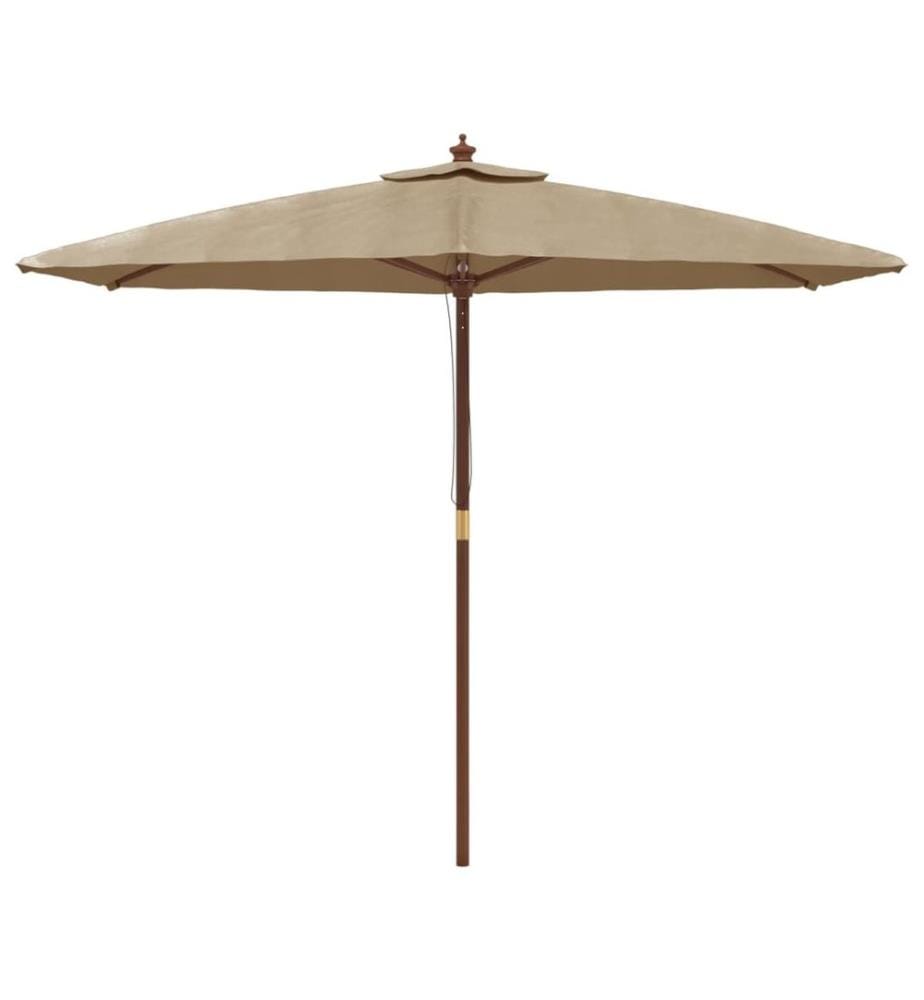 Parasol de jardin avec mât en bois taupe 299x240 cm