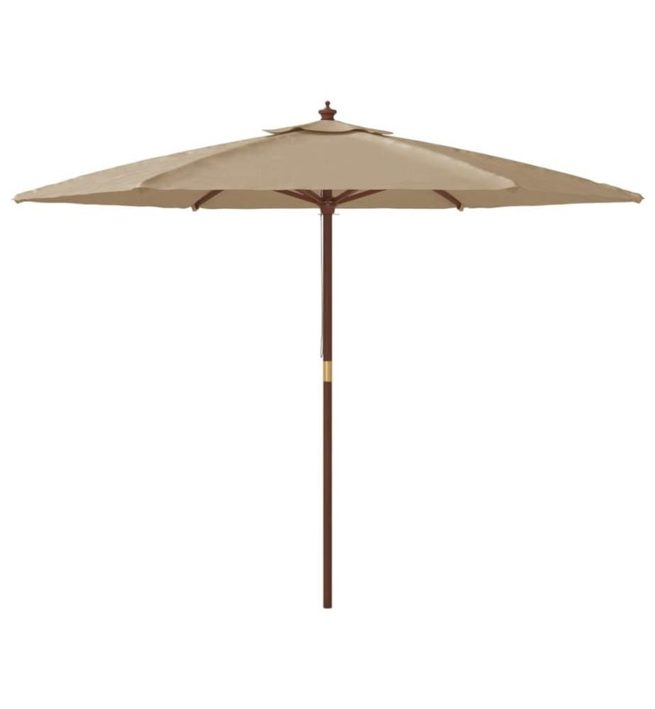 Parasol de jardin avec mât en bois taupe 299x240 cm