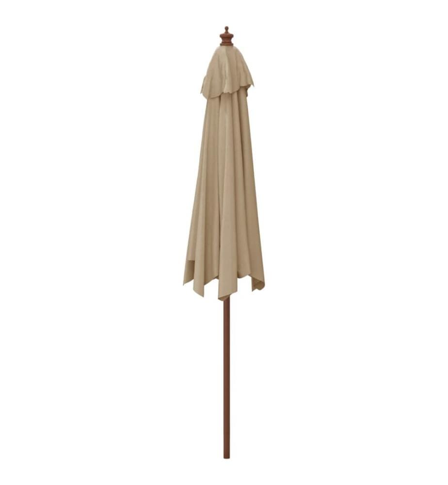 Parasol de jardin avec mât en bois taupe 299x240 cm