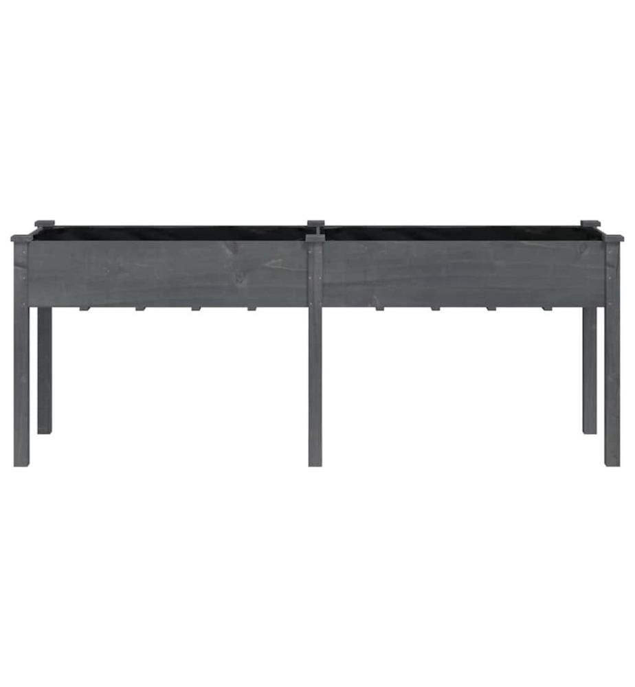 Jardinière avec doublure gris 203x53x76 cm bois massif de sapin