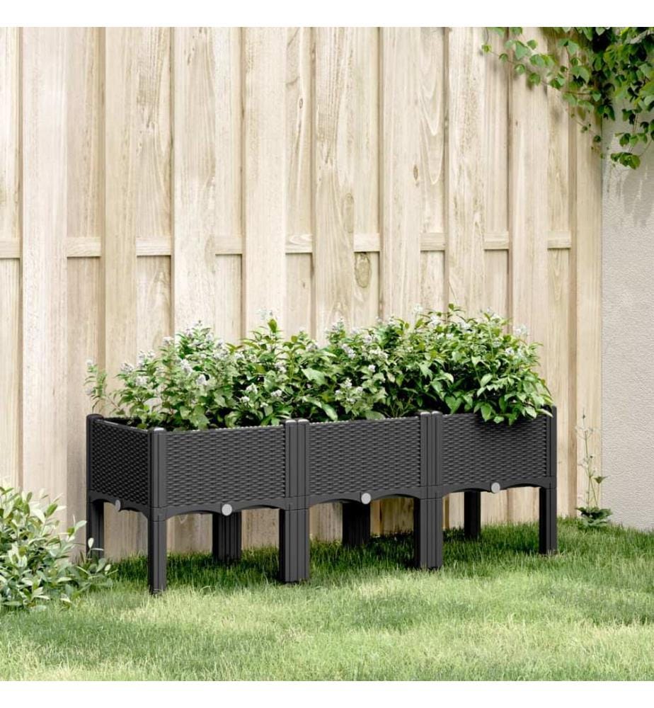Pflanzkasten mit Beinen Schwarz 120x40x42 cm PP