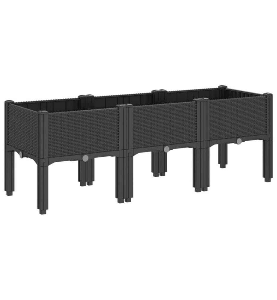Pflanzkasten mit Beinen Schwarz 120x40x42 cm PP
