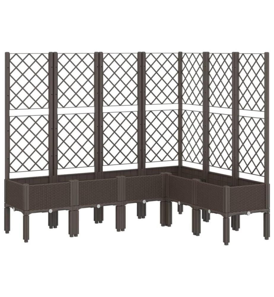 Jardinière avec treillis marron 160x120x142 cm PP